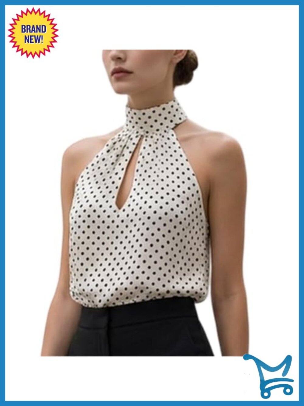 Off the Shoulder Keyhole Cutout Polka Dot Sleeveless Elegant Going Out Top